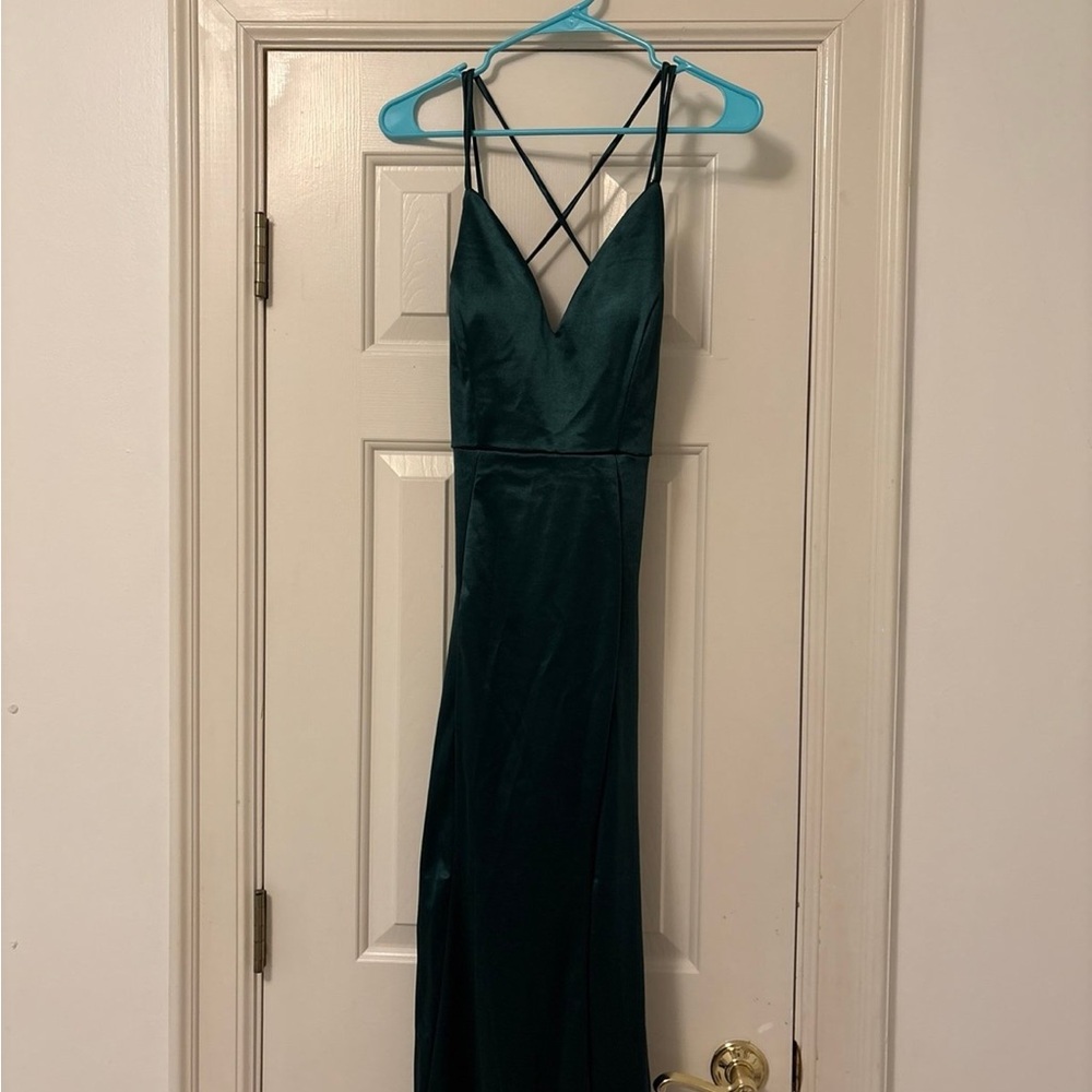 Elegant Green Satin Dress